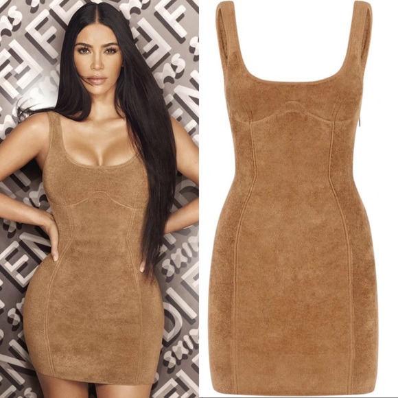 Fendi Dresses & Skirts - Fendi x Skims brown/tan velvet knit dress size 42 (US 6) NEW! New with tags!
